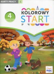 Kolorowy Start Czterolatek Karty pracy Część 1. Autor: Żaba-Żabińska Wiesława. Dadada.pl Okładka książki Kolorowy Start Czterolatek Karty pracy Część 1