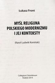 Okładka książki Myśl religijna polskiego modernizmu i jej konteksty