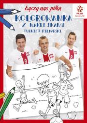 PZPN. Piłka nożna. Turniej piłkarski. Kolorowanka z naklejkami. Autor: Opracowanie zbiorowe. Dadada.pl Okładka książki PZPN. Piłka nożna. Turniej piłkarski. Kolorowanka z naklejkami