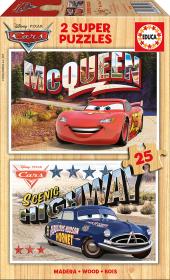 Auta CARS drewniane puzzle dla dzieci 2 x 25 elementów. Wydawca: Educa Borras. Dadada.pl Opakowanie Auta CARS drewniane puzzle dla dzieci 2 x 25 elementów