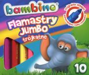 Flamastry trójkątne Jumbo BAMBINO 10 kolorów. Wydawca: St. Majewski. Dadada.pl Opakowanie Flamastry trójkątne Jumbo BAMBINO 10 kolorów