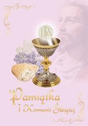 Pamiątka I Komunii Świętej różowa. Autor: Żurawiecka Marta. Dadada.pl Okładka książki Pamiątka I Komunii Świętej różowa