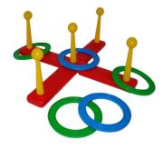 Opakowanie 5 obręczy i kołki do trafienia