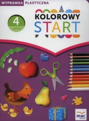 Kolorowy start Czterolatek Wyprawka plastyczna. Autor: Żaba-Żabińska Wiesława. Dadada.pl Okładka książki Kolorowy start Czterolatek Wyprawka plastyczna