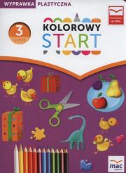Kolorowy start Trzylatek Wyprawka plastyczna. Autor: Żaba-Żabińska Wiesława. Dadada.pl Okładka książki Kolorowy start Trzylatek Wyprawka plastyczna