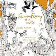 Koloruj i znajduj ukryte skarby. Zagadkowy las. Autor: Jessica Palmer. Dadada.pl Okładka książki Koloruj i znajduj ukryte skarby. Zagadkowy las