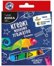 Opakowanie Kredki woskowe trójkątne 12 kolorów DERFORM