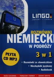 Niemiecki w podróży Rozmówki 3 w 1 + CD. Autor: Dominik Piotr. Dadada.pl Okładka książki Niemiecki w podróży Rozmówki 3 w 1 + CD