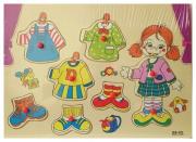 Opakowanie Puzzle drewniane układanka z pinezkami Ubranka 8 elementów