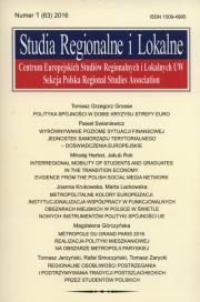 Opakowanie Studia Regionalne i Lokalne 1/2016