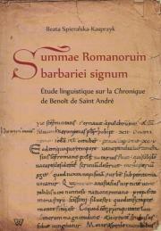 Summae Romanorum barbariei signum. Autor: Spieralska-Kasprzyk Beata. Dadada.pl Okładka książki Summae Romanorum barbariei signum