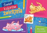 Świat kolorów. Zwierzęta. Malowanka z naklejkami. Autor: Opracowanie zbiorowe. Dadada.pl Okładka książki Świat kolorów. Zwierzęta. Malowanka z naklejkami