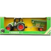 Opakowanie Traktor z przyczepą Farmer 1:24 metalowy zielony