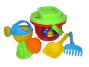 Opakowanie Zestaw Nr197: wiaderko duże, sito duże, łopatka Nr5, grabki Nr5, 2 foremki, konewka mała Nr4