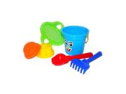 Opakowanie Zestaw Nr39: wiaderko małe, sito-kwiatek, szufelka Nr2, grabki Nr2, 2 foremki