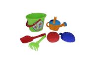 Opakowanie Zestaw Nr390: wiaderko Nr4 z noskiem, łopata Nr6, grabki Nr6, foremki 'Owoce' duże 2 szt, konewka