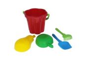 Opakowanie Zestaw Nr398: wiaderko-kwiatek duże, łopatka Nr5, grabki Nr5, foremki Owoce' duże 2 szt