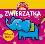 Okładka książki Maluszek koloruje Zwierzątka Książka z naklejkami