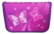 Opakowanie Piórnik pojedynczy dwuklapkowy z wyposażeniem Motyle fioletowy