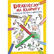 Drakulcio ma kłopoty Straszliwa historia w obrazkach. Autor: magdalena Pinkwart, Pinkwart Sergiusz. Dadada.pl Okładka książki Drakulcio ma kłopoty Straszliwa historia w obrazkach