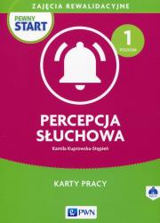 Pewny start Zajęcia rewalidacyjne Percepcja słuchowa Karty pracy Poziom 1 + CD. Autor: Kamila Kuprowska-Stępień. Dadada.pl Okładka książki Pewny start Zajęcia rewalidacyjne Percepcja słuchowa Karty pracy Poziom 1 + CD