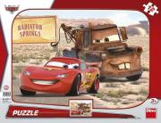 Puzzle 12 Ramkowe Auta: Zygzak i Złomek DINO. Autor: Auta. Dadada.pl Okładka książki Puzzle 12 Ramkowe Auta: Zygzak i Złomek DINO