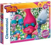 Puzzle Glitter Trolls 104. Autor: Trolls. Dadada.pl Okładka książki Puzzle Glitter Trolls 104