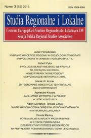 Opakowanie Studia Regionalne i Lokalne 3/2016