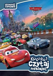 Auta 2. Koloruj, czytaj, naklejaj. Opowieść filmowa. Autor: Lisa Marsoli. Dadada.pl Okładka książki Auta 2. Koloruj, czytaj, naklejaj. Opowieść filmowa