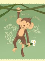 Opakowanie Karnet urodziny Małpka 12x16,5 cm