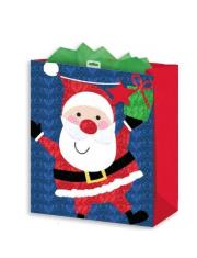 Opakowanie Torba prezentowa Mikołaj brokat L