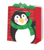 Opakowanie Torba prezentowa Pingwin brokat L