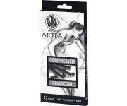 Zestaw węgli prasowanych 12 sztuk ASTRA. Wydawca: ASTRA papiernicze. Dadada.pl Opakowanie Zestaw węgli prasowanych 12 sztuk ASTRA