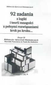 Okładka książki 92 zadania z logiki i teorii mnogości w.2017