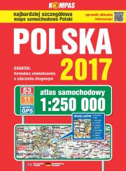 Atlas samochodowy Polski 2017 kompas 1:250 000 . Autor: Opracowanie zbiorowe. Dadada.pl Okładka książki Atlas samochodowy Polski 2017 kompas 1:250 000