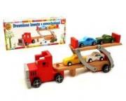 Opakowanie Drewniana laweta z samochodami