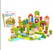 Klocki drewniane w wiaderku 100 el. Las. Wydawca: Brimarex. Dadada.pl Opakowanie Klocki drewniane w wiaderku 100 el. Las