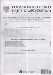 Opakowanie Orzecznictwo Sądu Najwyższego. Izba Pracy, Ubezpieczeń Społecznych i Spraw Publicznych 8/2014