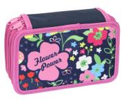 Piórnik trzykomorowy z wyposażeniem Flower Power. Wydawca: MST Toys. Dadada.pl Opakowanie Piórnik trzykomorowy z wyposażeniem Flower Power
