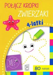 Połącz kropki Zwierzaki 4- latki. Autor: Ewa Gorzkowska-Parnas. Dadada.pl Okładka książki Połącz kropki Zwierzaki 4- latki