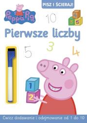 Okładka książki Pepa Pig. Pisz i ścieraj. Pierwsze liczby  MAZAK ZMYWALNY