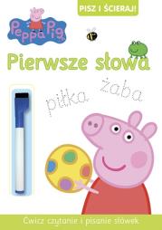Okładka książki Pepa Pig. Pisz i ścieraj. Pierwsze słowa  MAZAK ZMYWALNY