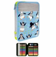Opakowanie Piórnik MILAN 1-poziomowy duży z wyposażeniem PENGUINS