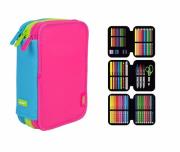 Opakowanie Piórnik MILAN 3-poziomowy z wyposażeniem  CAPSULE MIX róż