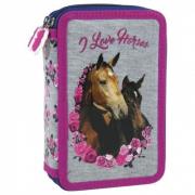 Opakowanie Piórnik z wyposażeniem dwukomorowy Konie 13