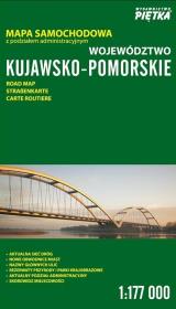 Województwo kujawsko-pomorskie mapa samochodowa 1:177 000. Autor: Wydawnictwo Piętka. Dadada.pl Okładka książki Województwo kujawsko-pomorskie mapa samochodowa 1:177 000