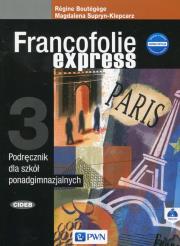 Francofolie express 3 Podręcznik + CD. Autor: Boutegege Regine, Supryn-Klepcarz Magdalena. Dadada.pl Okładka książki Francofolie express 3 Podręcznik + CD