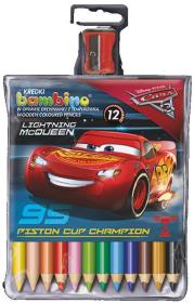 Opakowanie Kredki BAMBINO w oprawie drewnianej 12 sztuk Auta