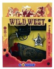 Opakowanie Zestaw kowbojski rewolwer z kaburą i odznaką