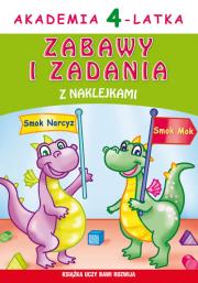 Akademia 4-latka. Zabawy i zadania z naklejkami. Autor: Paruszewska Joanna. Dadada.pl Okładka książki Akademia 4-latka. Zabawy i zadania z naklejkami